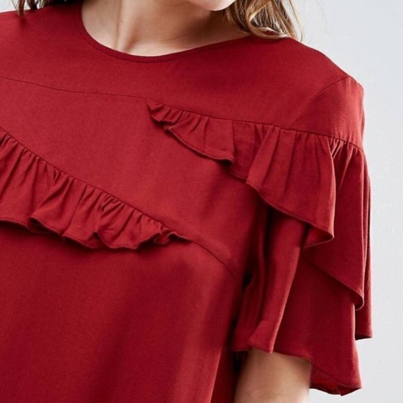 New ASOS Short Sleeve Drop Waist‎ Dress with Ruffles - Picture 9 of 9